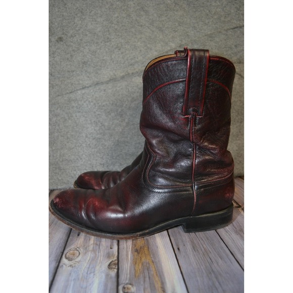 Cody James Black Boots Mens 10.5 cherry black Leather Western Pull On Round Toe - Picture 4 of 12